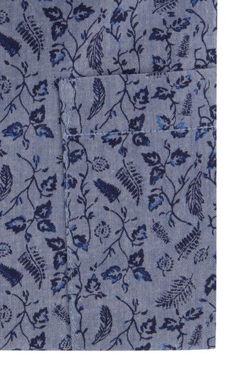 casual overhemd Hochstetter New Zealand blauw geprint katoen normale fit 