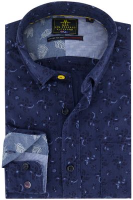 New Zealand New Zealand casual overhemd Spey normale fit donkerblauw geprint katoen