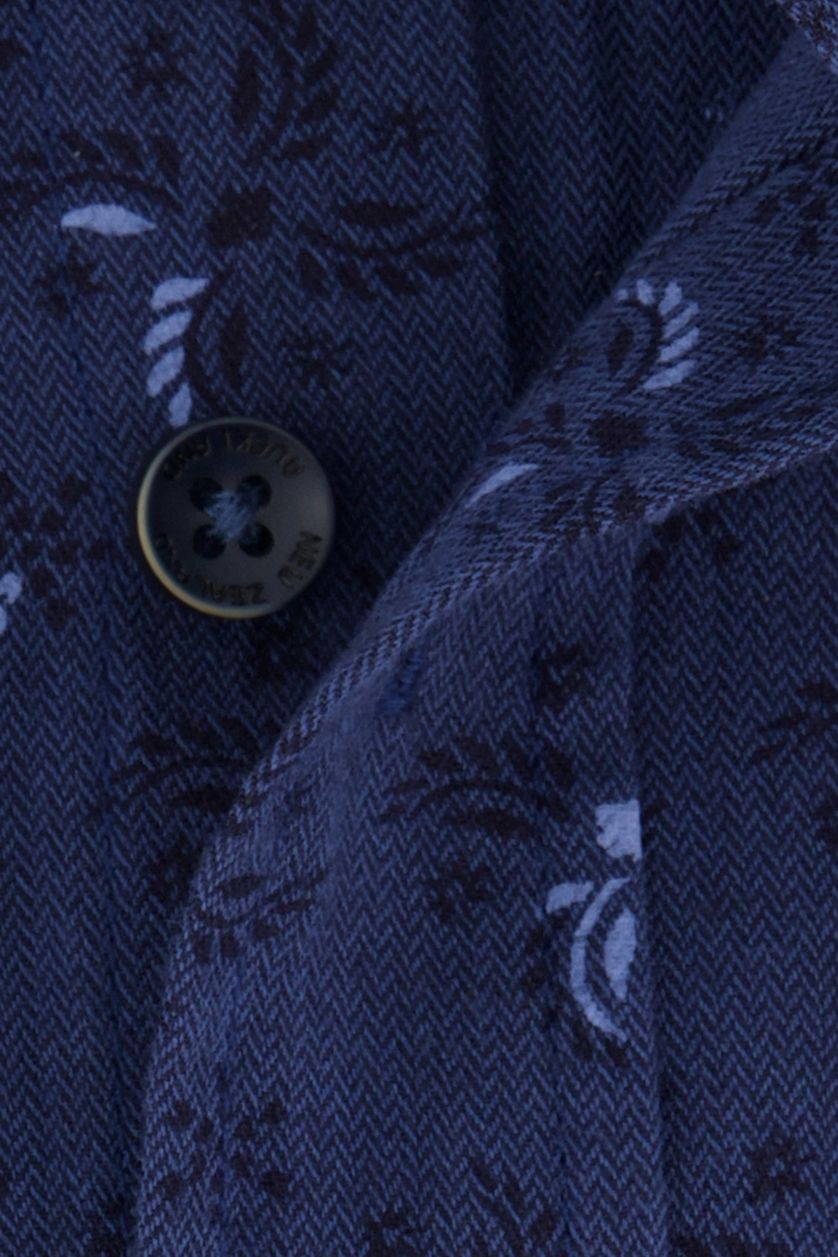 New Zealand casual overhemd donkerblauw geprint katoen normale fit Spey