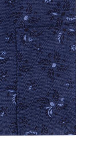 New Zealand casual overhemd Spey normale fit donkerblauw geprint katoen