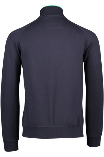 New Zealand sweater opstaande kraag donkerblauw rits effen 