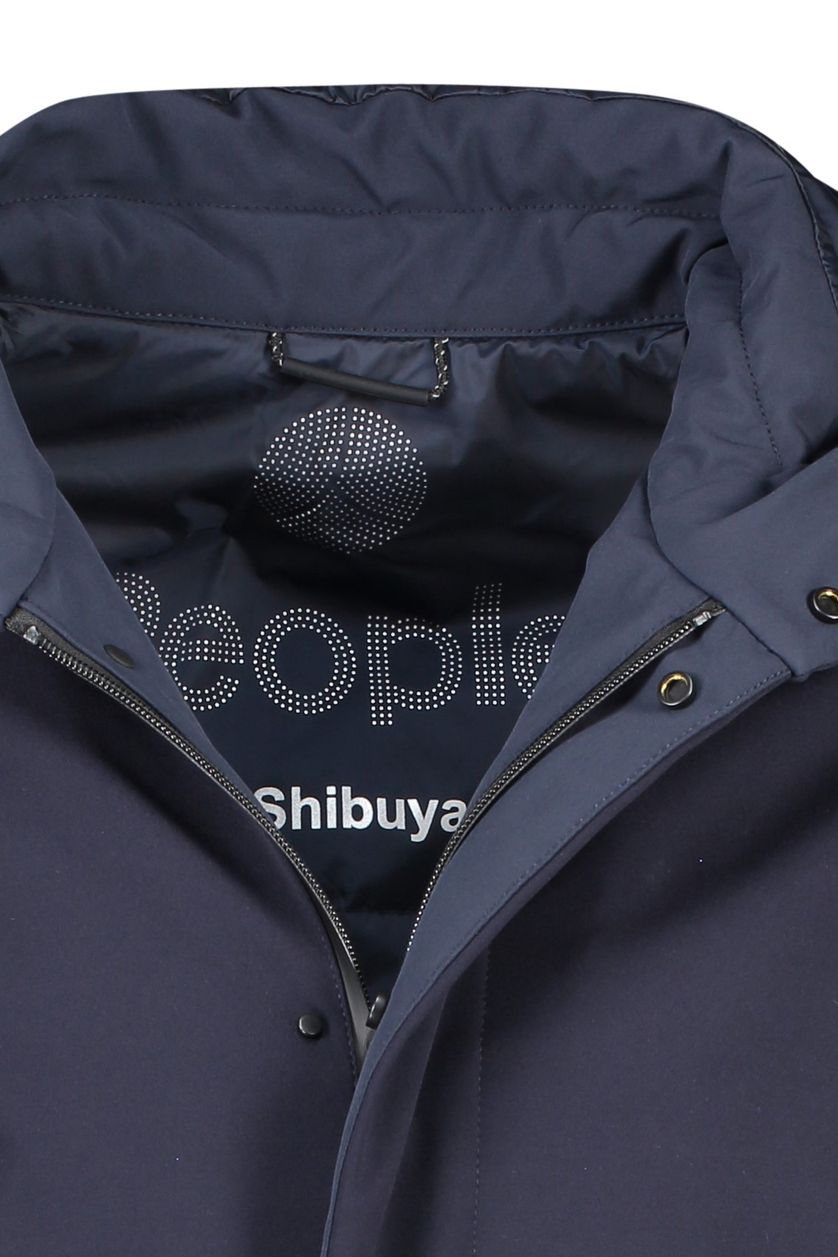 People of Shibuya winterjas donkerblauw capuchon rits + knoop