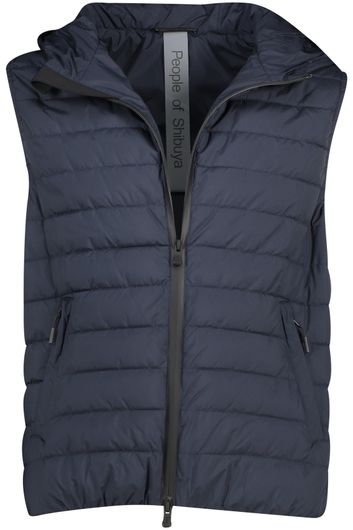 bodywarmer People of Shibuya donkerblauw normale fit synthetisch effen rits