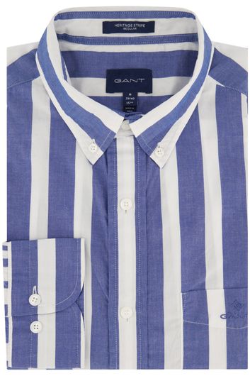  Gant overhemd strepen blauw wit