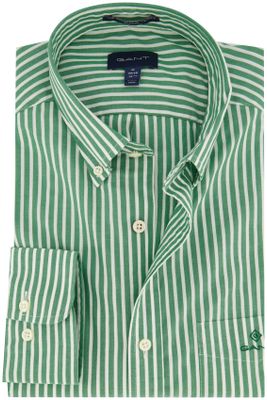 Gant Gant casual overhemd groen gestreept katoen wijde fit
