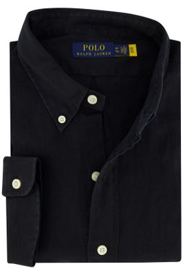 Polo Ralph Lauren Polo Ralph Lauren  zwart effen linnen overhemd normale fit