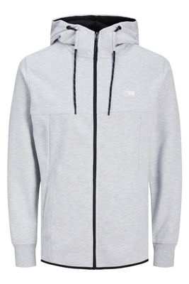 Jack & Jones Plus Size Jack & Jones sweater grijs met logo rits effen 
