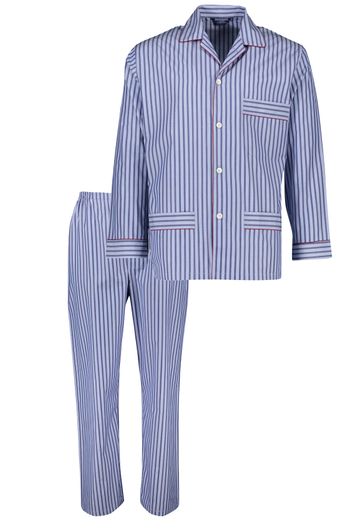 Bonsoir pyjama lichtblauw gestreept katoen