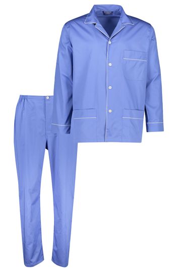 Bonsoir pyjama blauw effen katoen