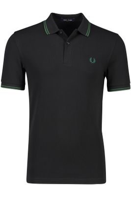 Fred Perry Fred Perry polo zwart effen katoen normale fit gestreepte kraag