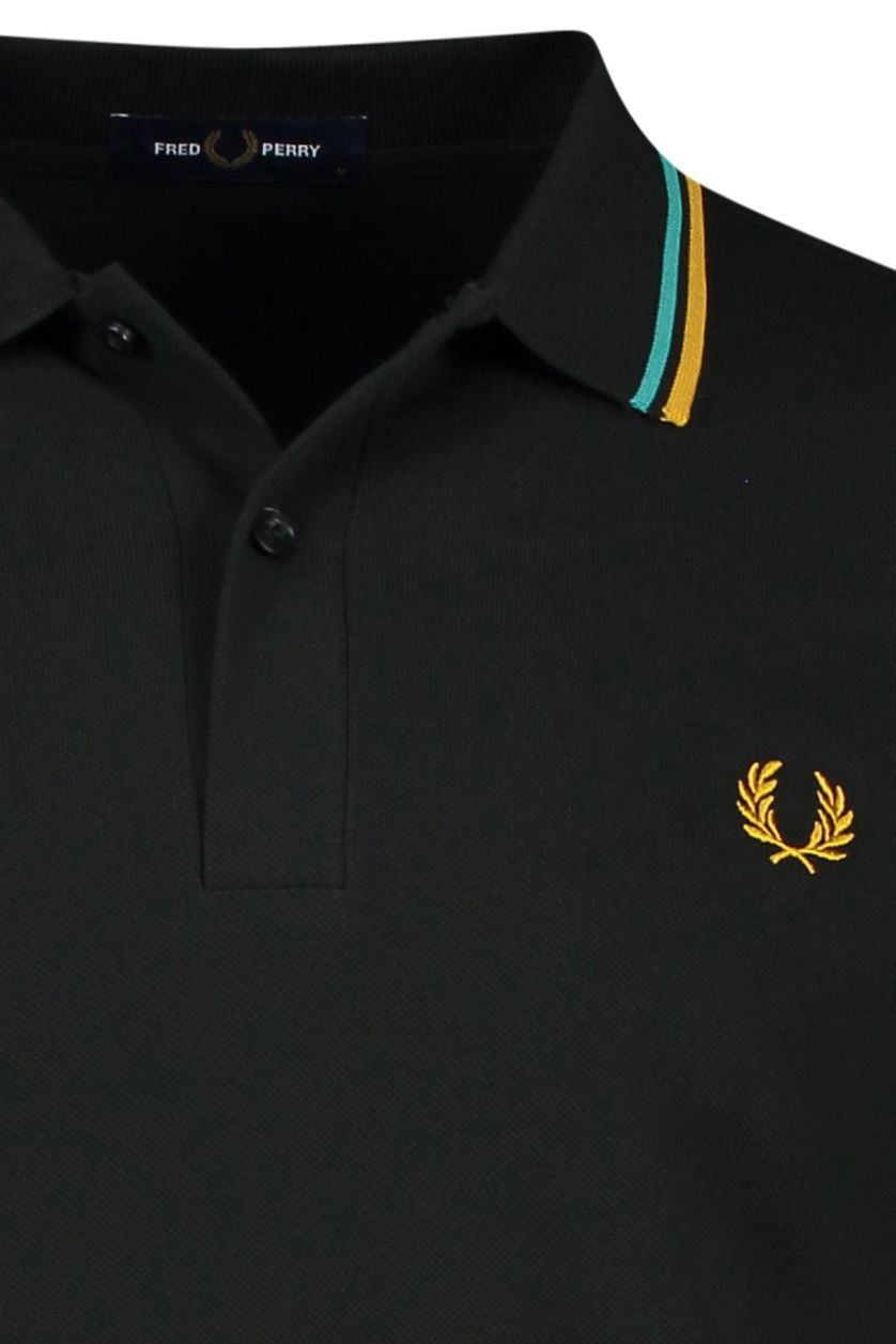 Fred Perry  2 knoops polo zwart effen normale fit