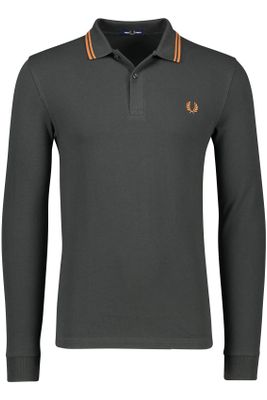 Fred Perry Fred Perry polo gestreepte kraag  groen effen katoen normale fit