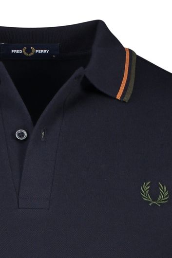 Fred Perry polo normale fit donkerblauw effen 100% katoen