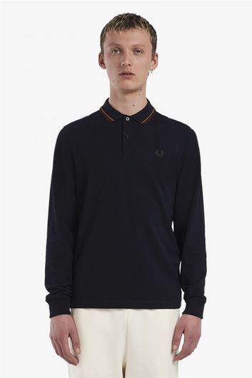 Fred Perry polo normale fit donkerblauw effen 100% katoen