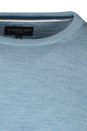 sweater Cavallaro groen effen merinowol ronde hals 