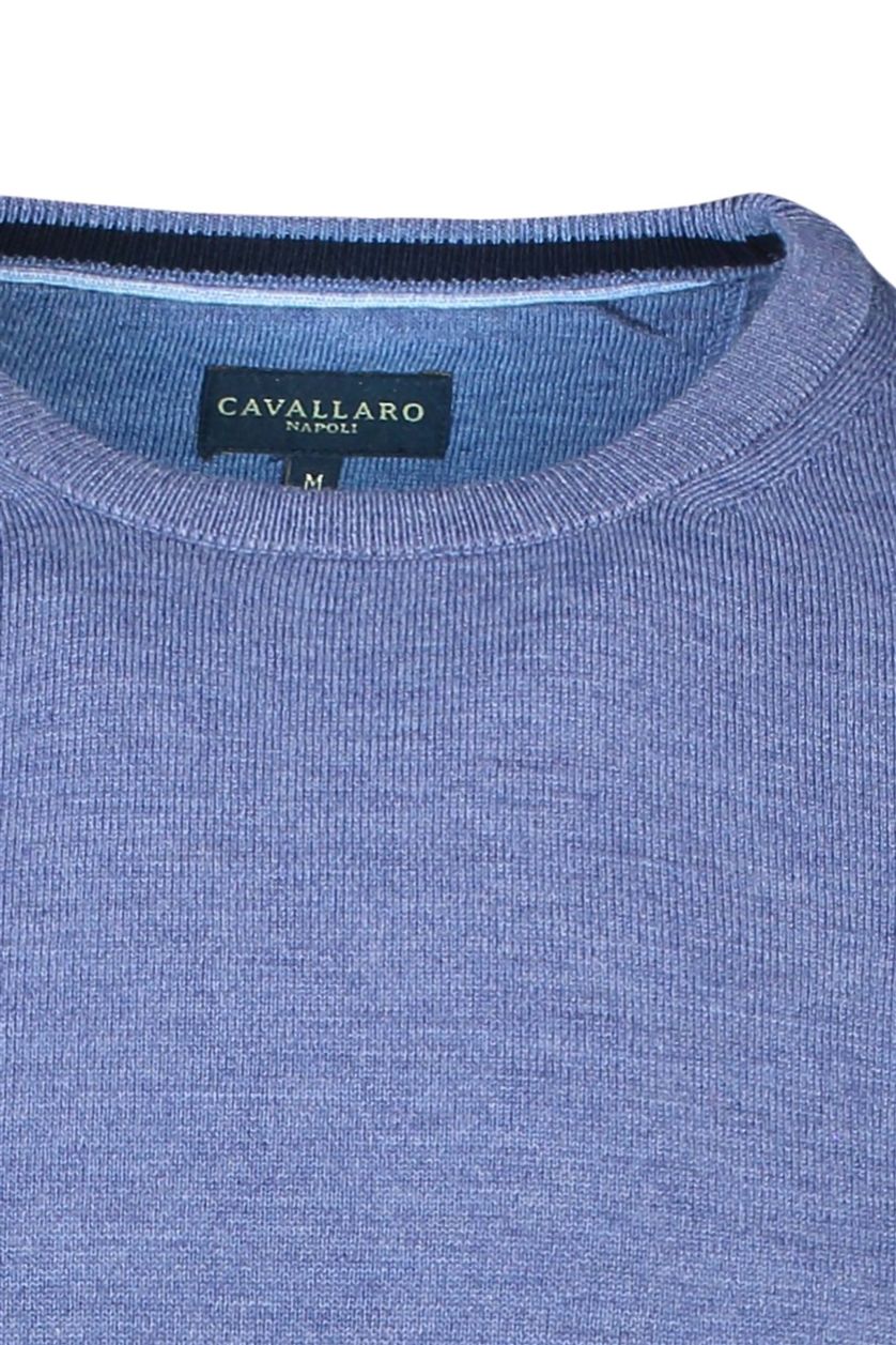 Cavallaro trui blauw uni ronde hals 