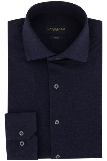 business overhemd Cavallaro donkerblauw effen katoen normale fit 