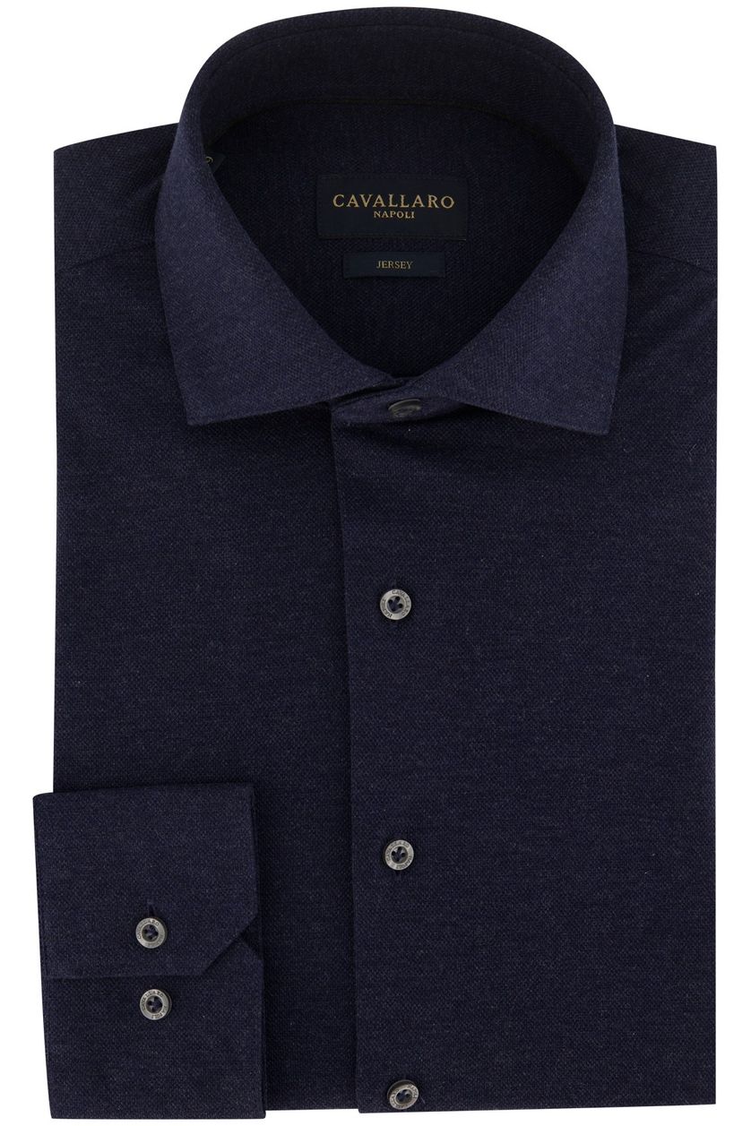 Cavallaro business overhemd donkerblauw effen katoen slim fit