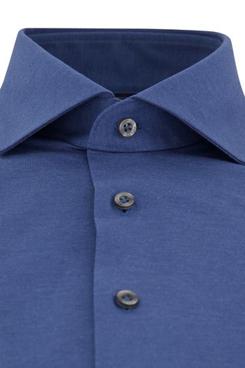business overhemd Piquo Cavallaro blauw effen katoen slim fit 