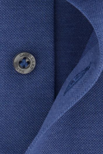 Cavallaro business overhemd slim fit Piquo blauw effen katoen