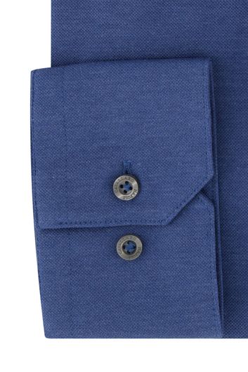 business overhemd Piquo Cavallaro blauw effen katoen slim fit 