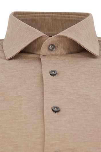 Cavallaro Piquo business overhemd slim fit beige geprint katoen