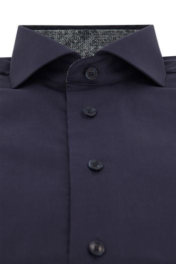 business overhemd Cavallaro donkerblauw effen katoen slim fit 