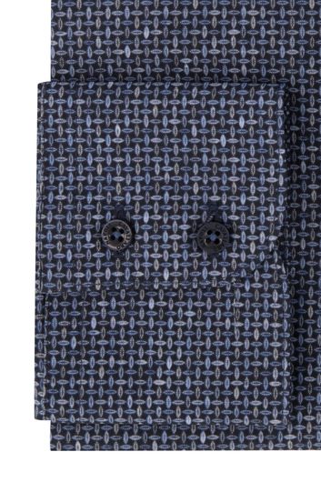 business overhemd Cavallaro blauw geprint katoen slim fit 