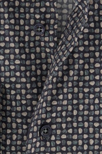 Cavallaro casual overhemd Grungo mouwlengte 7 slim fit blauw geruit katoen