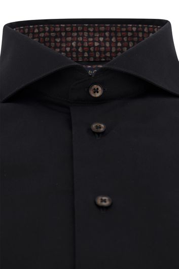 Cavallaro business overhemd Fundato slim fit zwart effen katoen geprinte kraag
