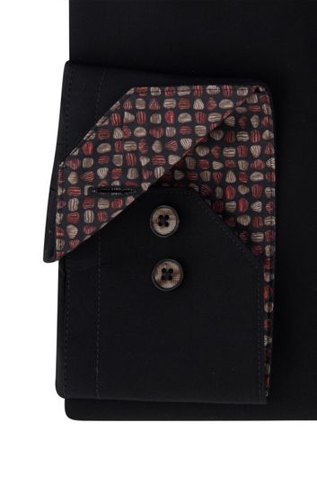 Cavallaro business overhemd Fundato slim fit zwart effen katoen geprinte kraag