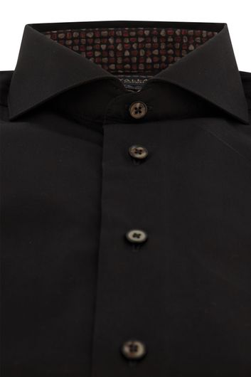 Cavallaro overhemd Fundato mouwlengte 7 slim fit zwart contrastboord