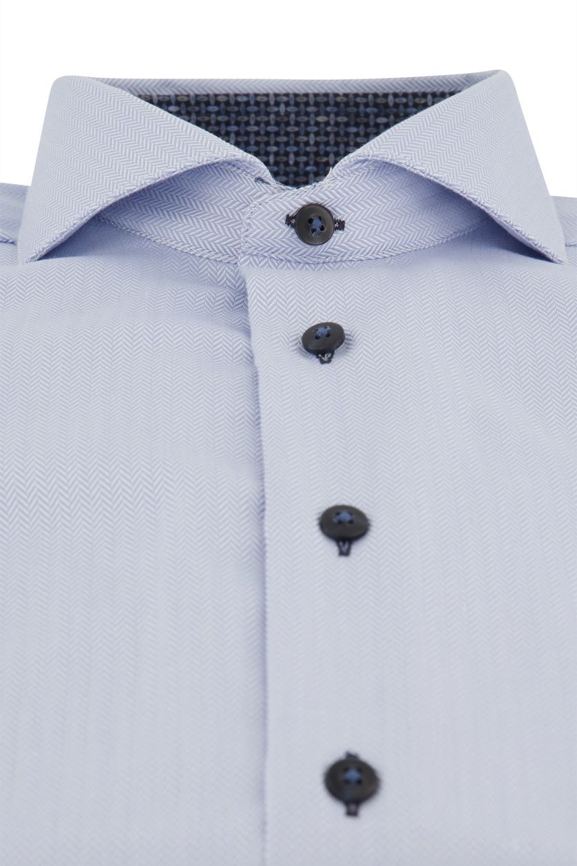 Cavallaro overhemd mouwlengte 7 lichtblauw geprint katoen slim fit