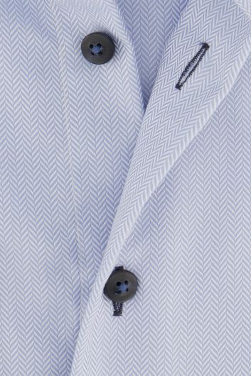 Cavallaro overhemd mouwlengte 7 slim fit lichtblauw geprint katoen