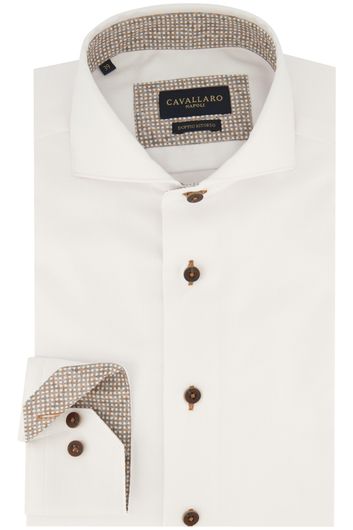Cavallaro business overhemd slim fit Ginaro wit effen katoen contrast boord