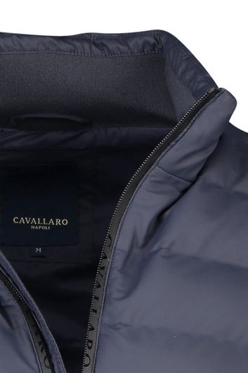 Cavallaro winterjas gewatteerd donkerblauw effen rits slim fit 