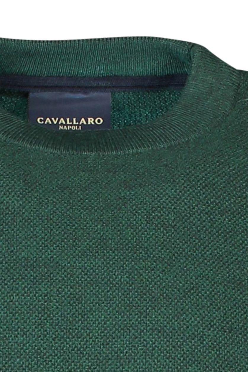 Cavallaro trui groen effen katoen ronde hals 
