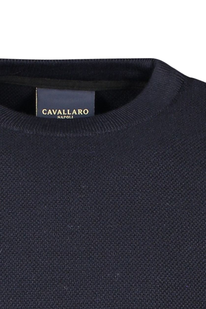 Cavallaro trui donkerblauw effen ronde hals 
