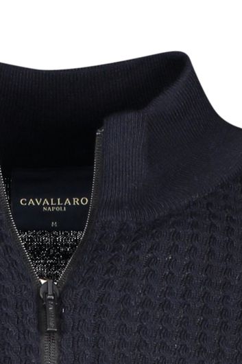 vest Cavallaro zwart effen wol opstaande kraag rits