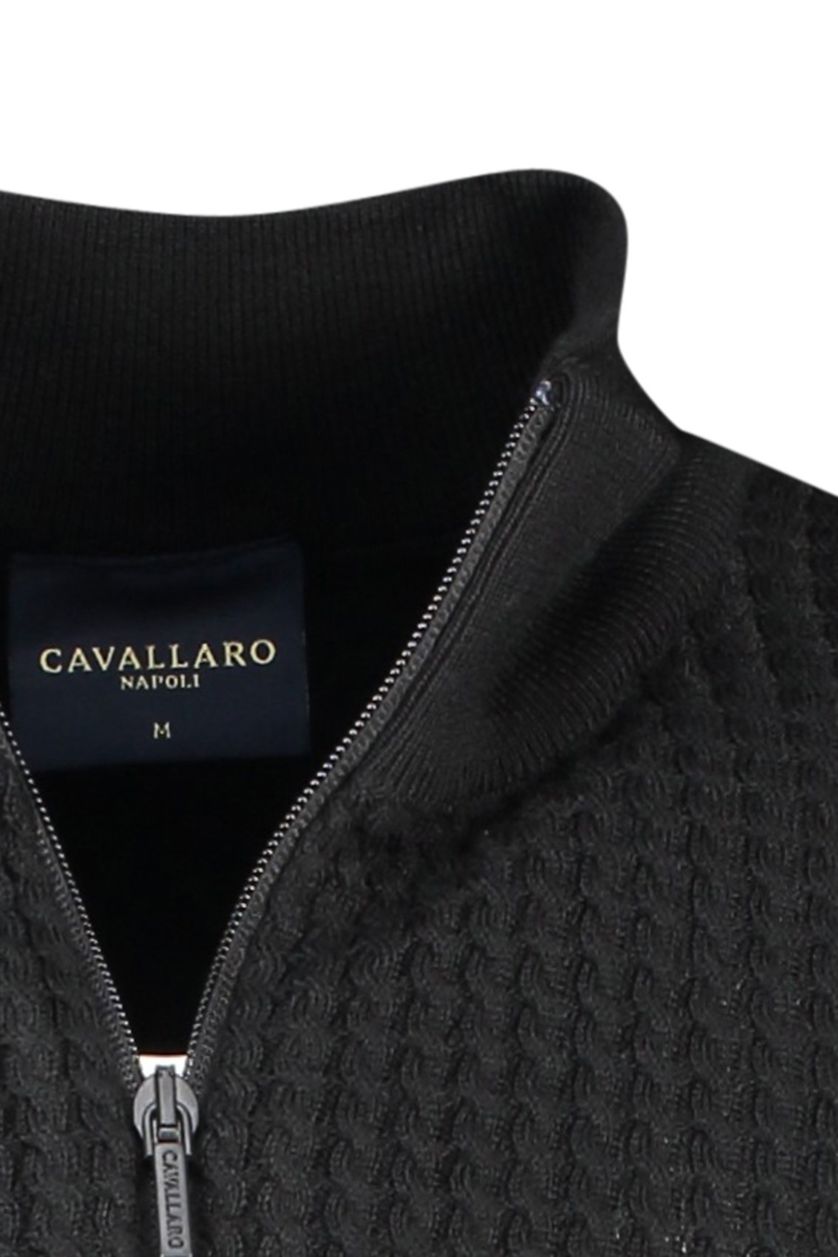 Cavallaro vest zwart effen opstaande kraag rits
