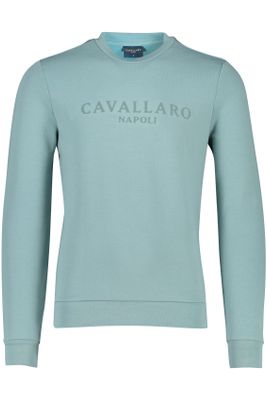 Cavallaro sweater Cavallaro groen effen katoen ronde hals 