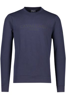 Cavallaro Cavallaro sweater donkerblauw effen katoen ronde hals 