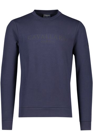 sweater Cavallaro donkerblauw effen katoen ronde hals 