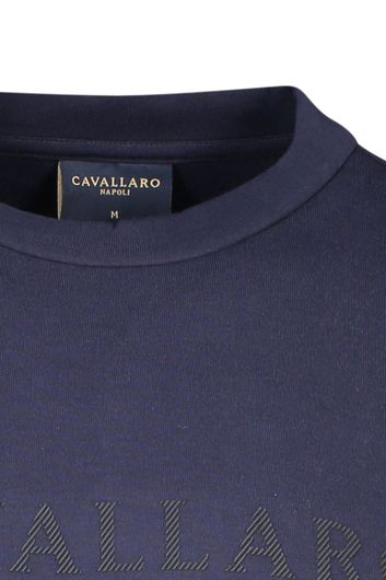 Cavallaro sweater ronde hals donkerblauw Marconi effen katoen