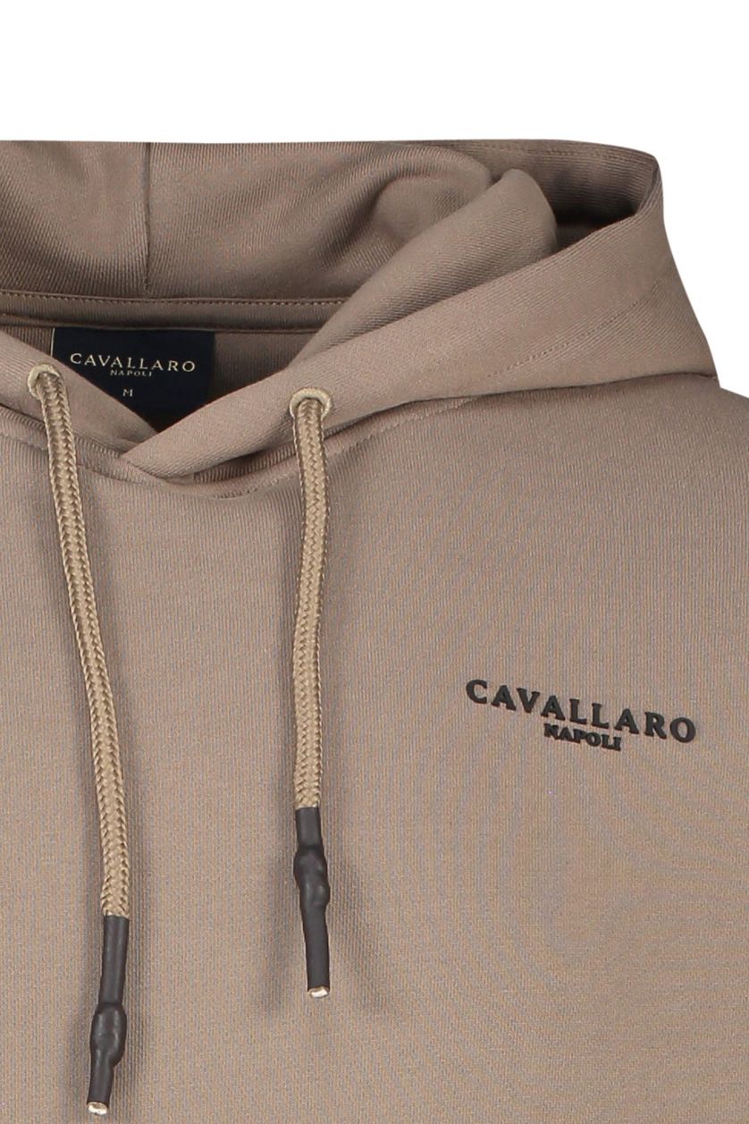 Cavallaro sweater bruin effen katoen hoodie 