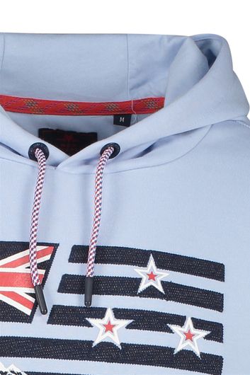 New Zealand sweater hoodie lichtblauw geprint 