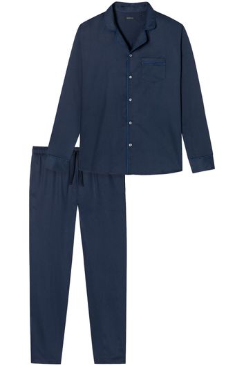 pyjama Schiesser effen katoen donkerblauw