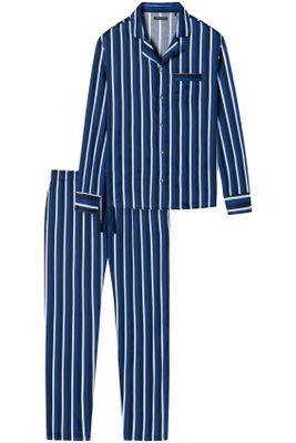 Schiesser Schiesser pyjama blauw gestreept katoen