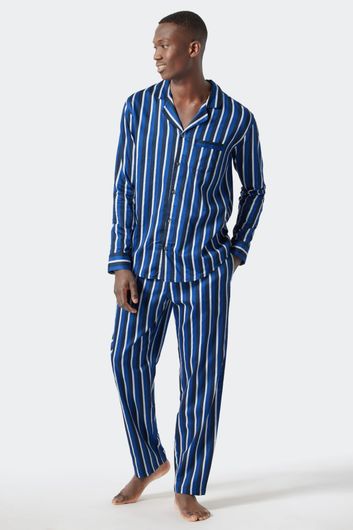 pyjama Schiesser gestreept katoen blauw