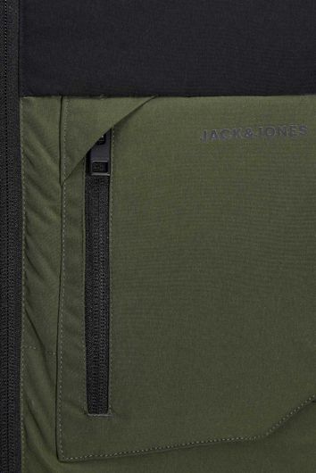 Plus Size Jack & Jones winterjas groen effen rits normale fit 
